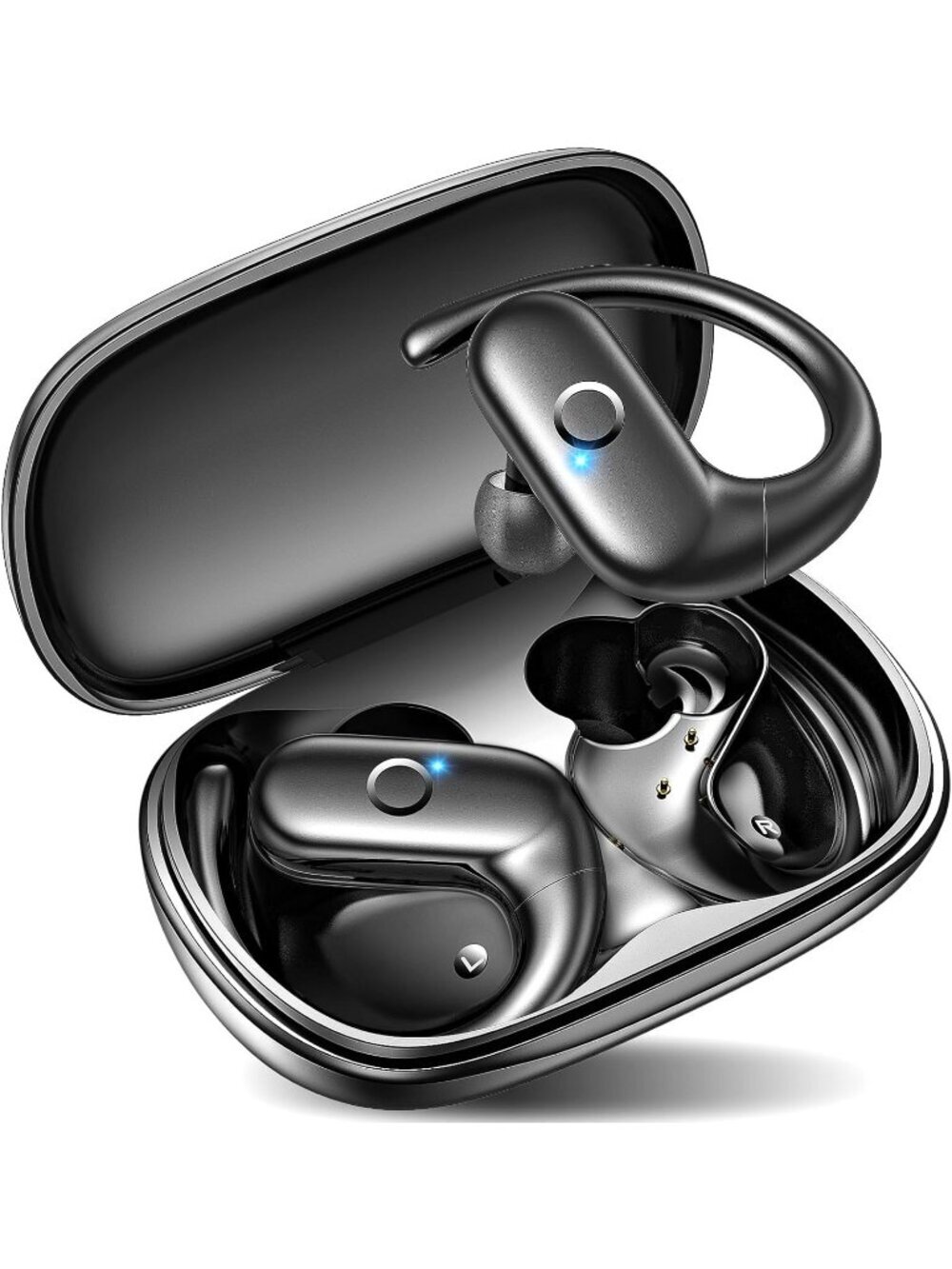 Wireless Black Earbuds Bluetooth Sport Deep Bass Sound 60Hrs Playtime Earhook